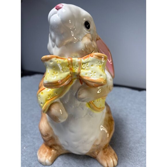 Ceramic Bunny Figurine with Bow - 10" Tall - Adorable Rabbit Home Decor - Picture 9 of 9